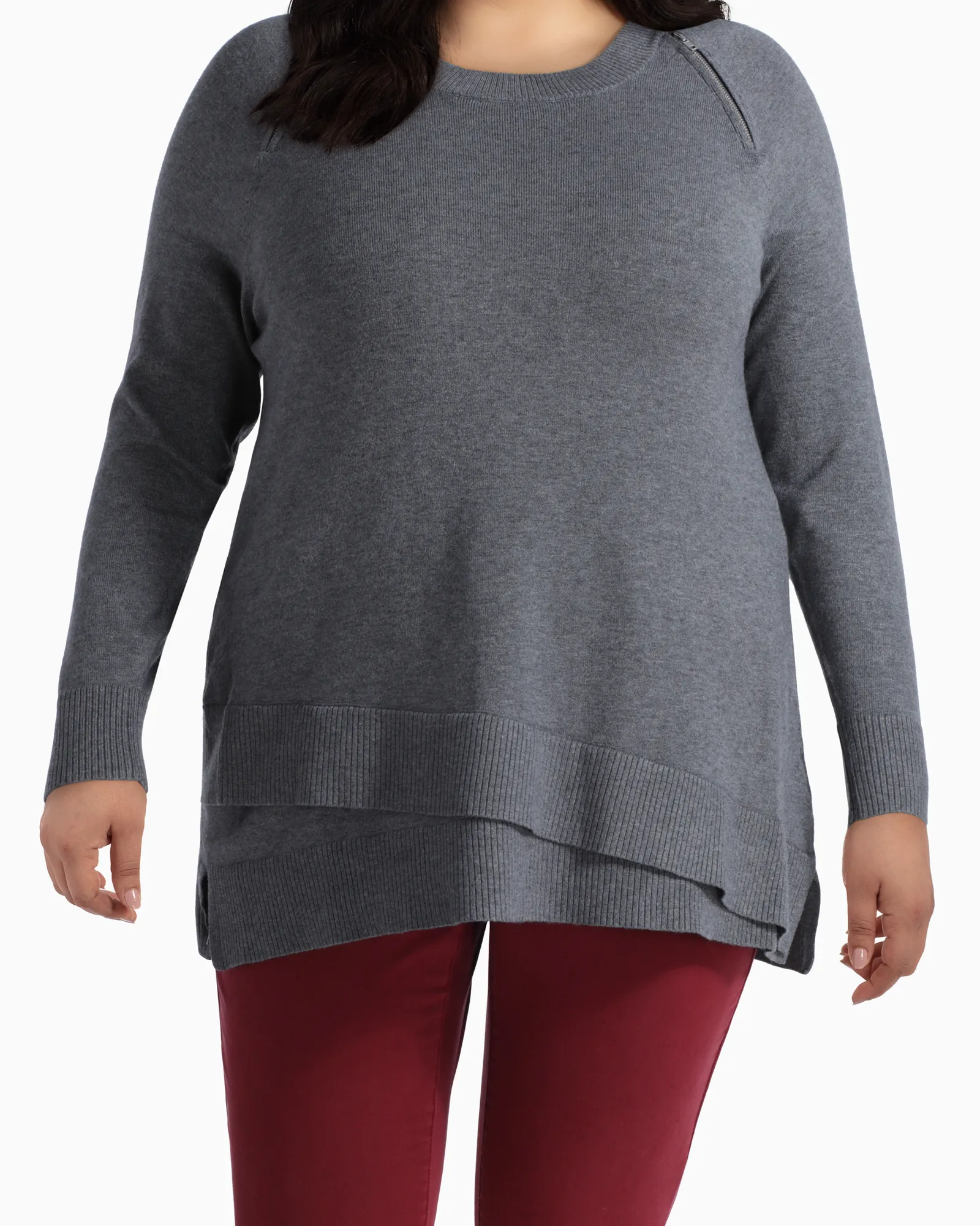 Iclyn Modern Zipper Sweater | Charcoal Grey