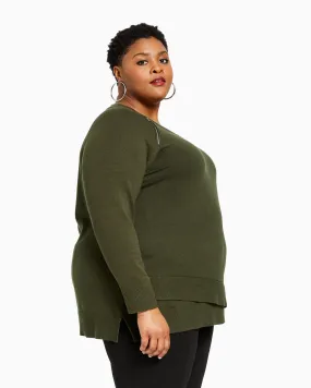 Iclyn Modern Zipper Sweater | Forest Green