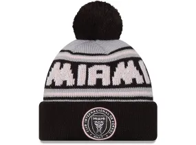 INTER MIAMI CF NEW ERA BLACK BOBBLE KNIT BEANIE HAT