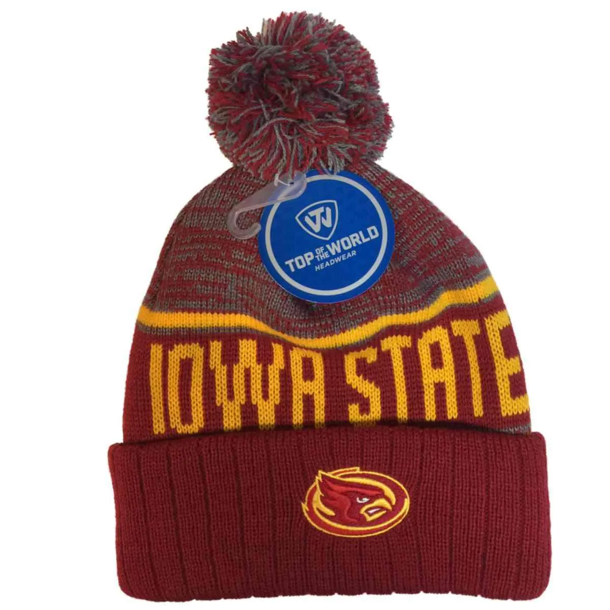 Iowa State Cyclones TOW Acid Rain Knit Cuffed Winter Poofball Hat Cap Beanie