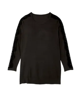 Jane Lace Insert Sweater | Black