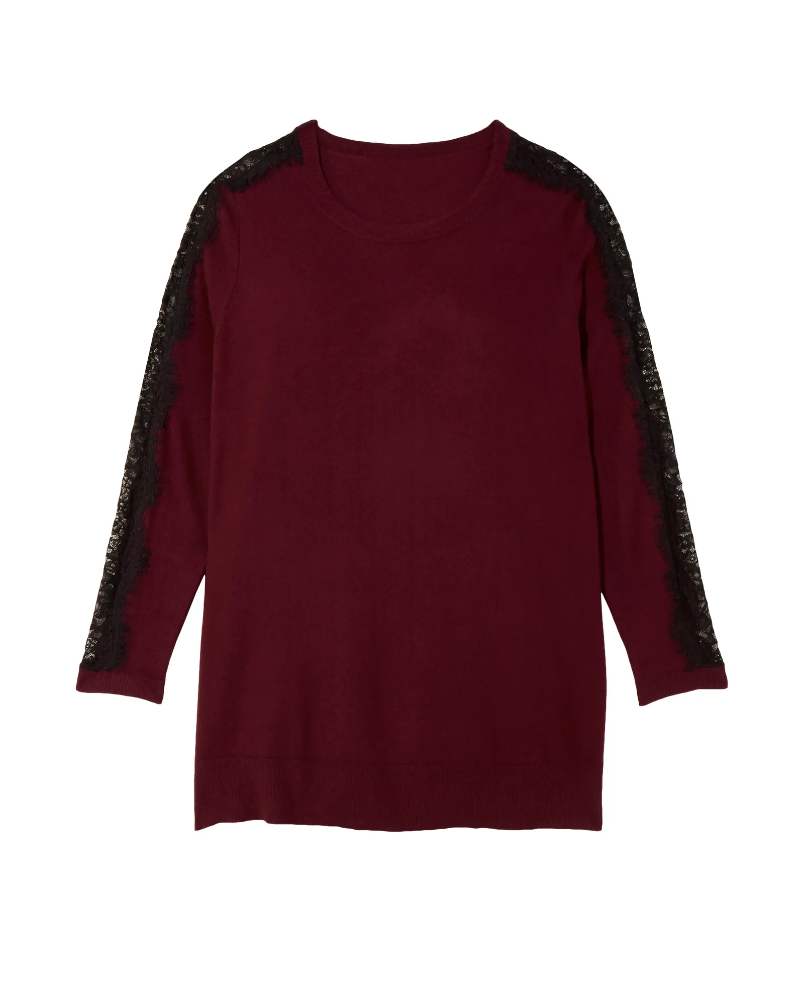 Jane Lace Insert Sweater | Burgundy / Black