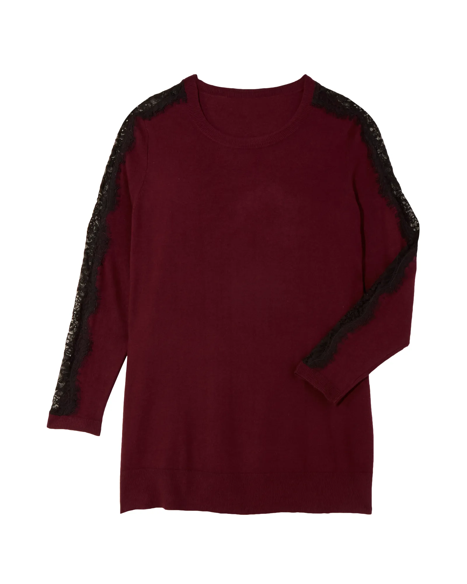 Jane Lace Insert Sweater | Burgundy / Black