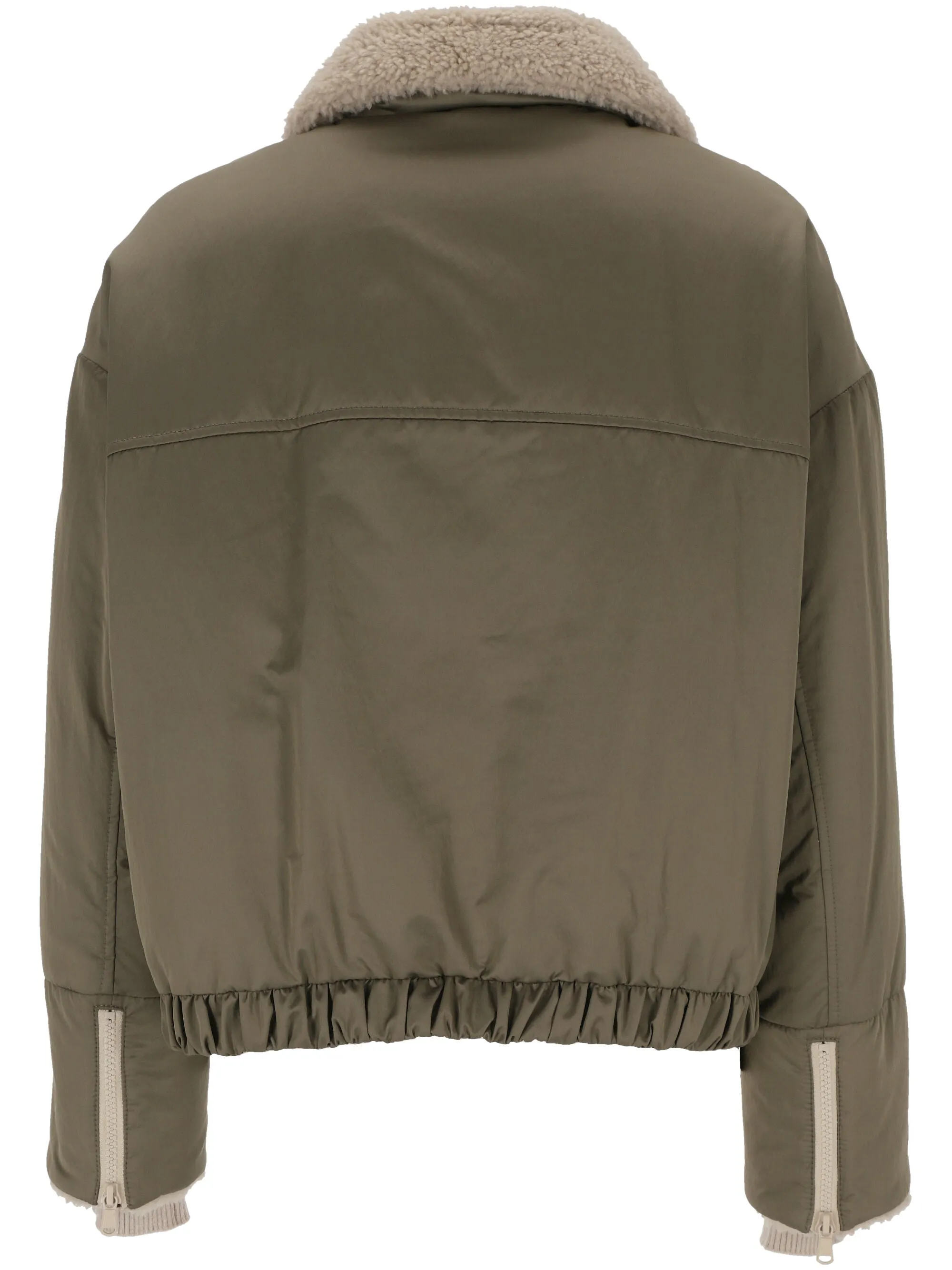 Khaki Padded Bomber Jacket with Zips