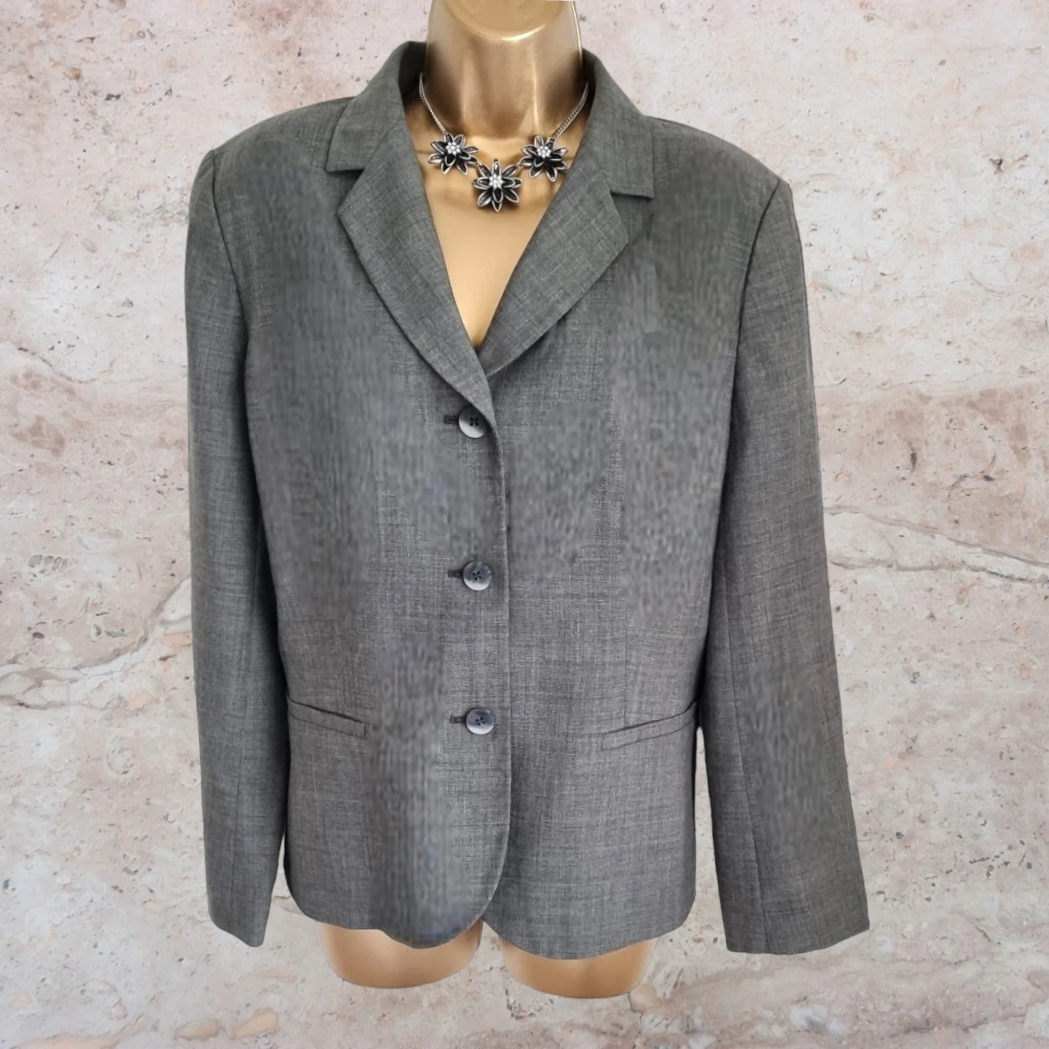 Laura Ashley Petite Grey tailored Jacket UK 12 US 8 EU 40