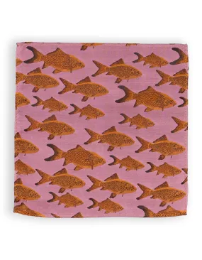 Light Pink Goldfish Silk Pocket Square