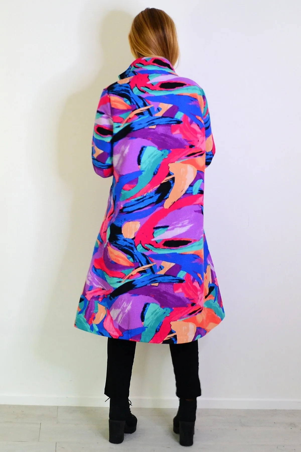 Long Multicolour Fleece Lined Jacket