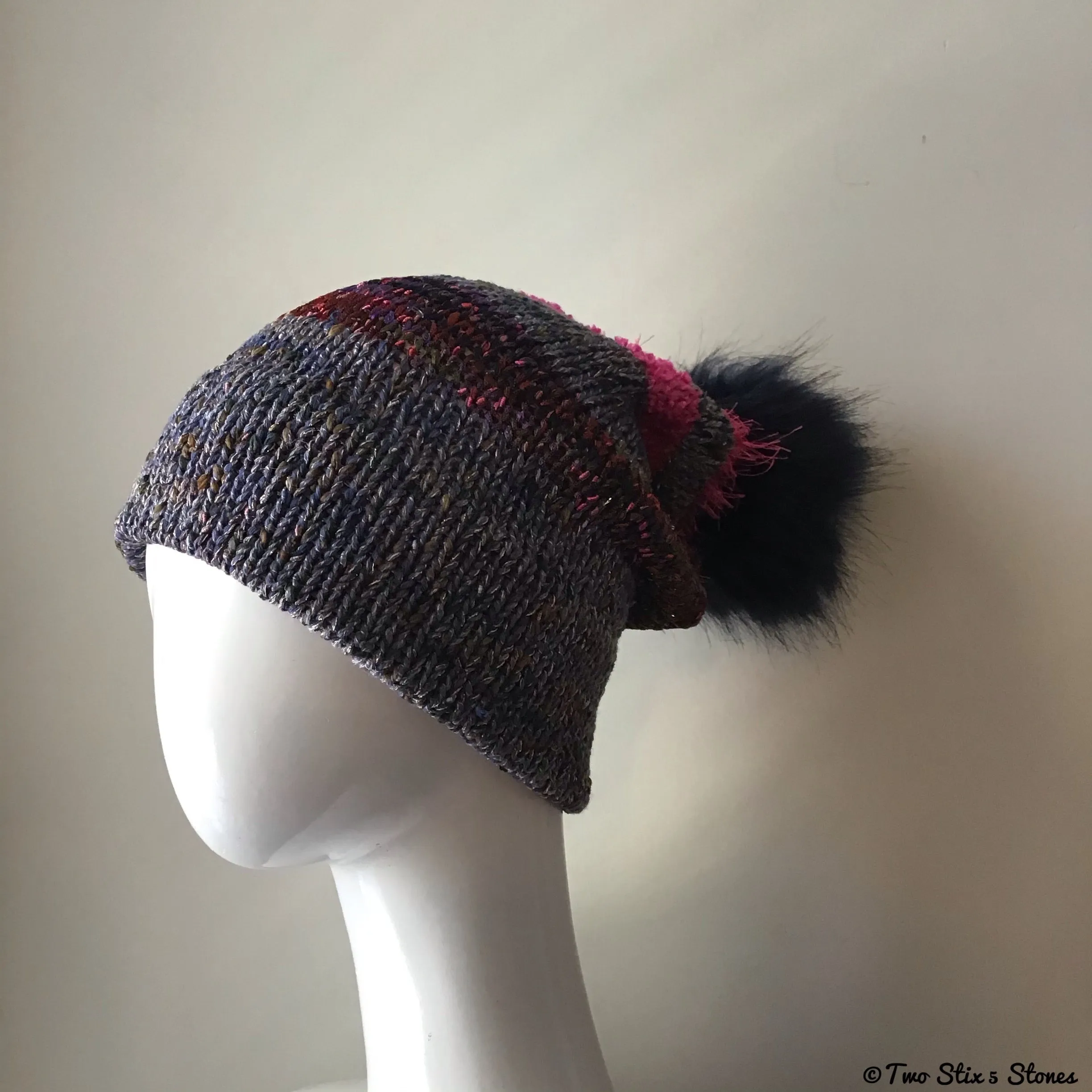 Luxe Lavender *Funky Tweeds* Beanie/Slouchy Beanie w/Pom Pom