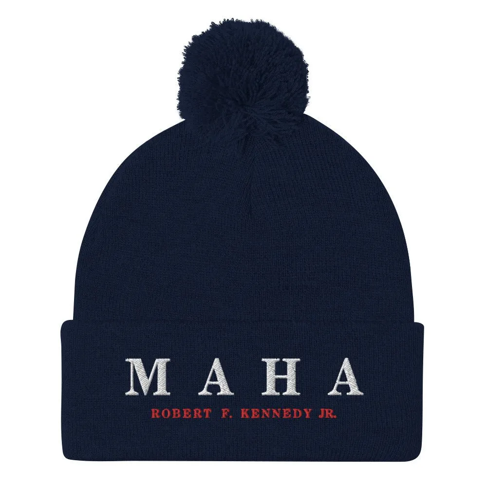 MAHA Embroidered Pom-Pom Beanie