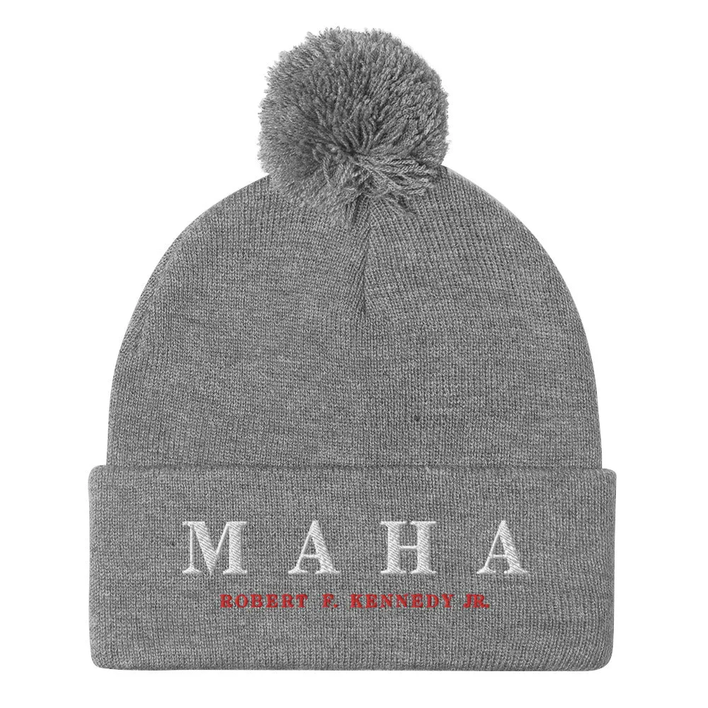 MAHA Embroidered Pom-Pom Beanie