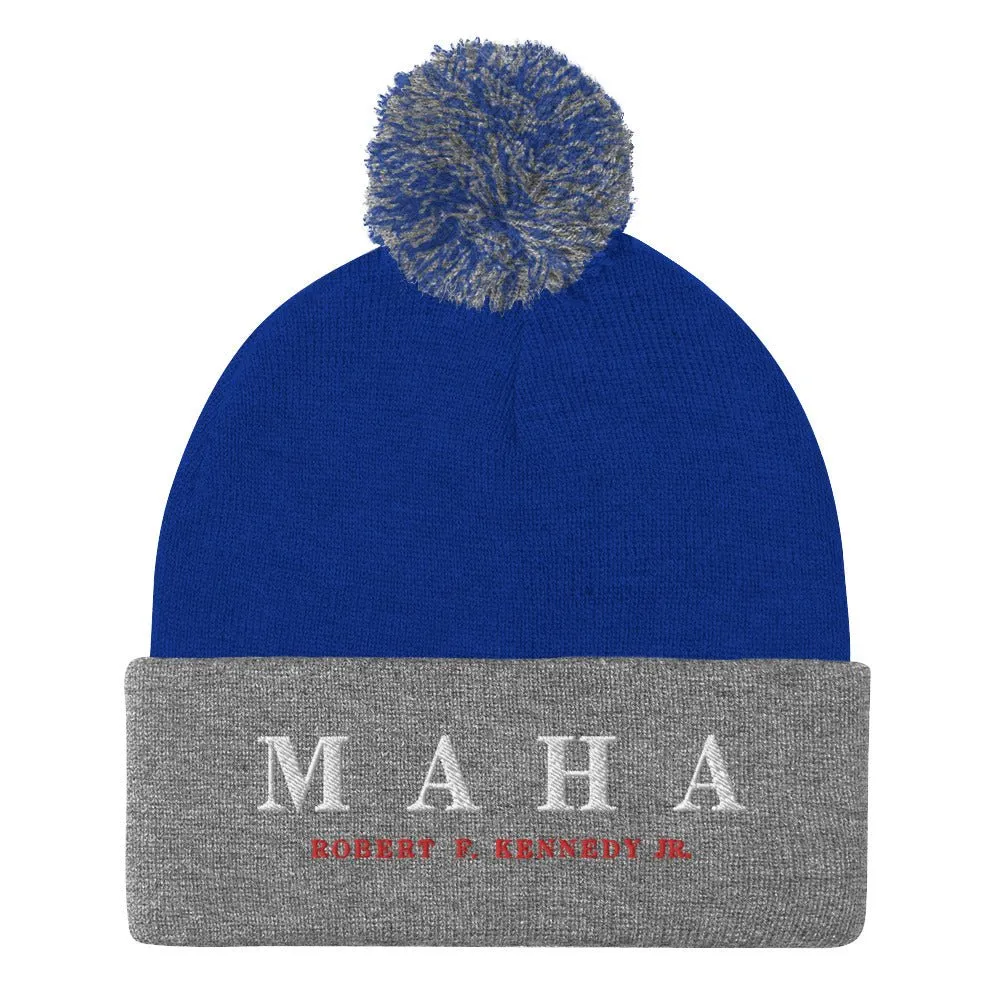 MAHA Embroidered Pom-Pom Beanie