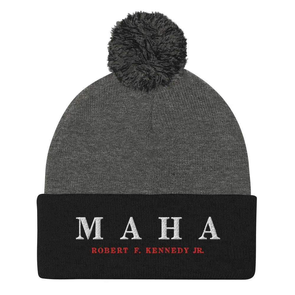 MAHA Embroidered Pom-Pom Beanie