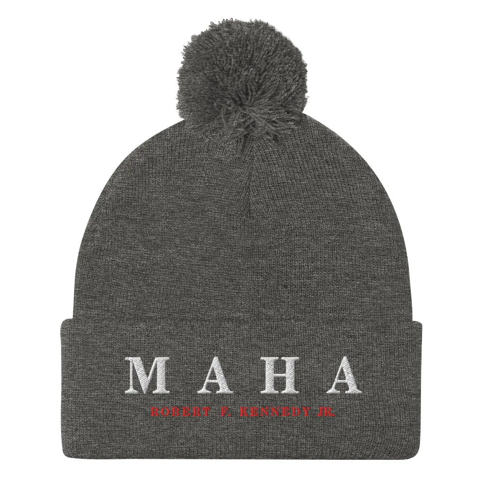 MAHA Embroidered Pom-Pom Beanie