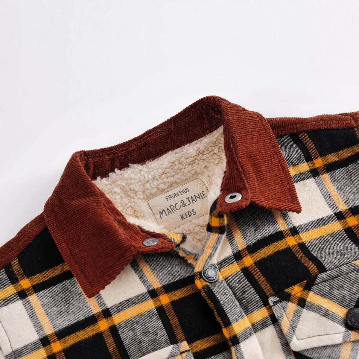 MARC & JANIE Boys Fleece-lined Plaid Shirt Jacket 221312