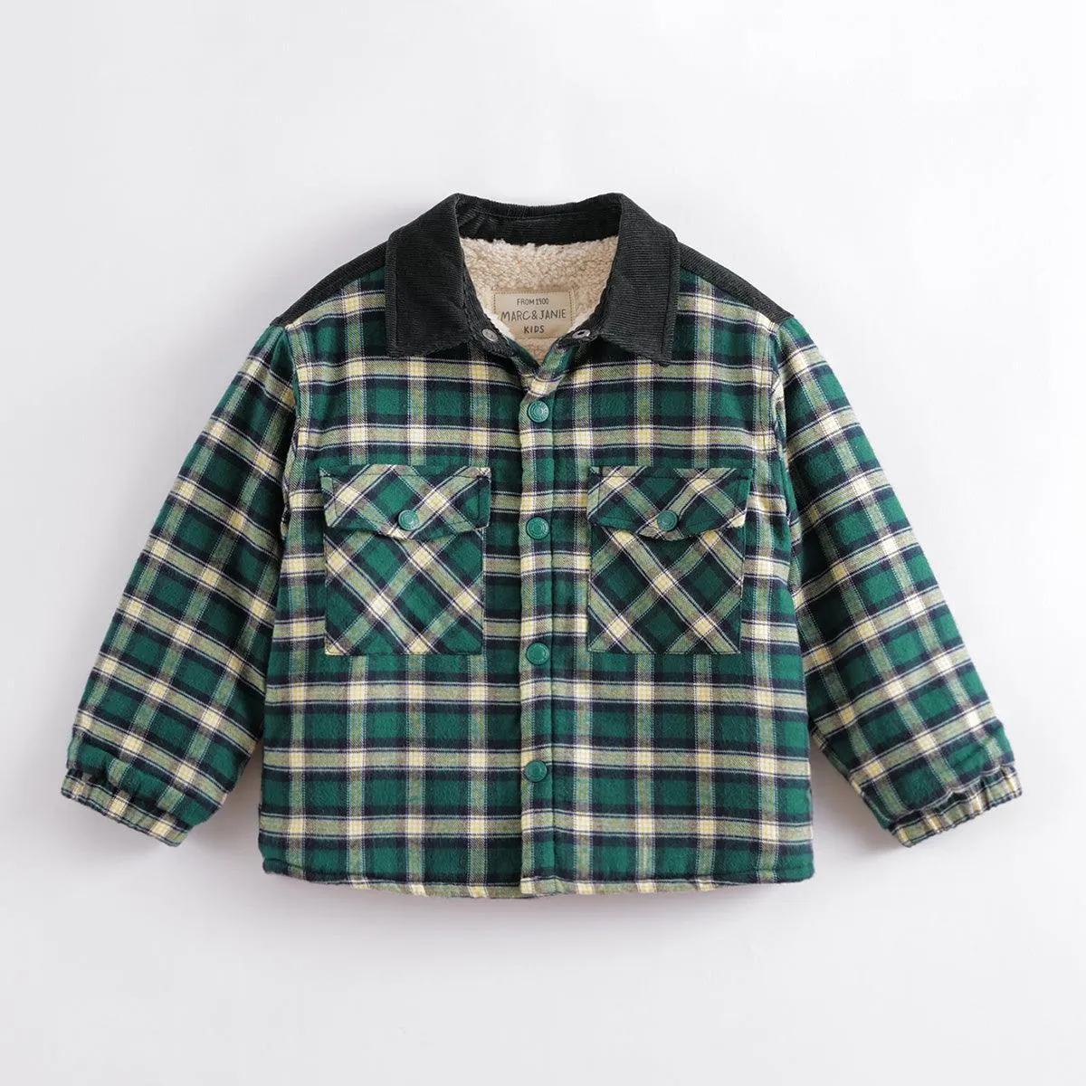 MARC & JANIE Boys Fleece-lined Plaid Shirt Jacket 221312