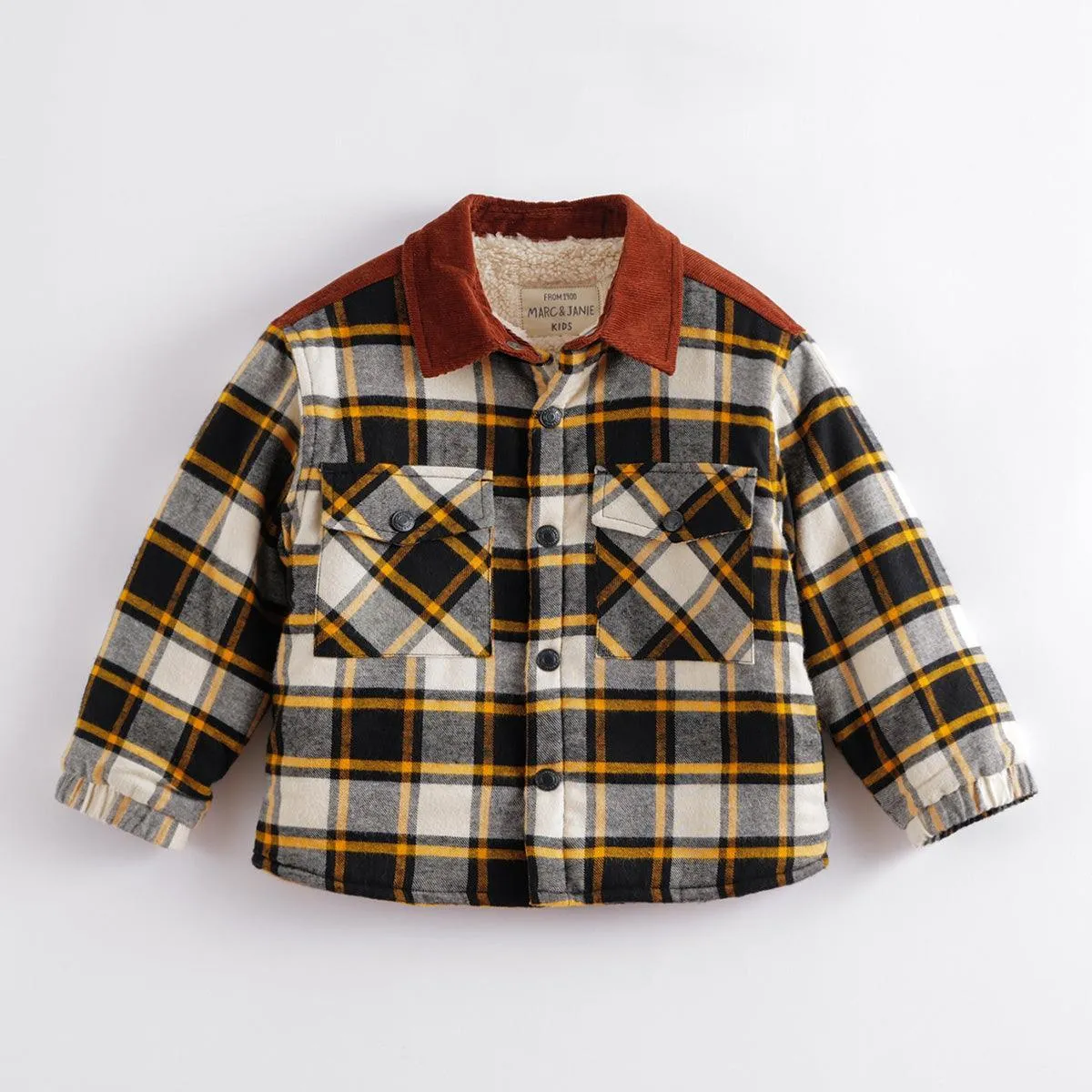 MARC & JANIE Boys Fleece-lined Plaid Shirt Jacket 221312