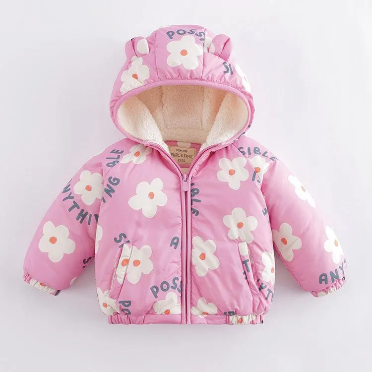 MARC & JANIE Boys Girls Printed Fleece-lined Hooded Jacket 221081