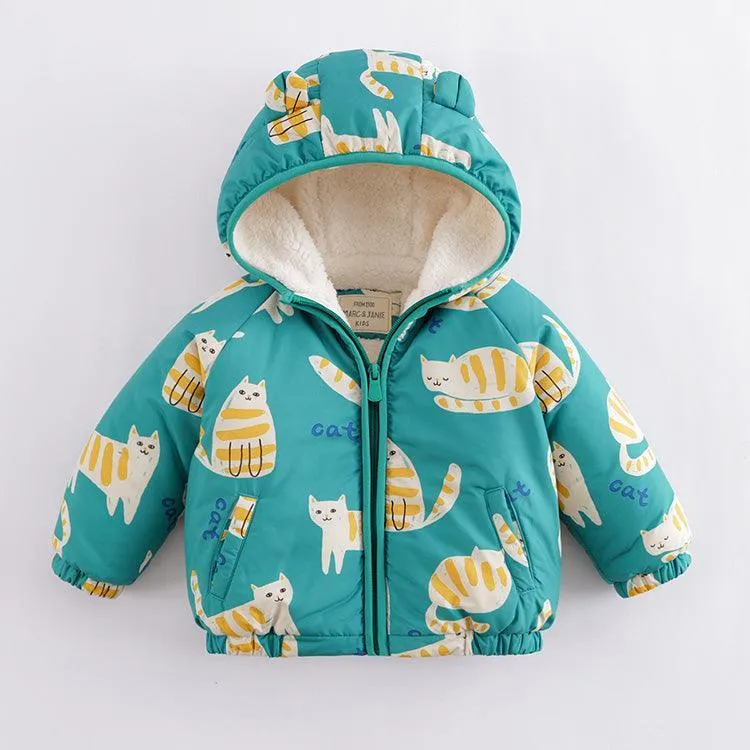 MARC & JANIE Boys Girls Printed Fleece-lined Hooded Jacket 221081