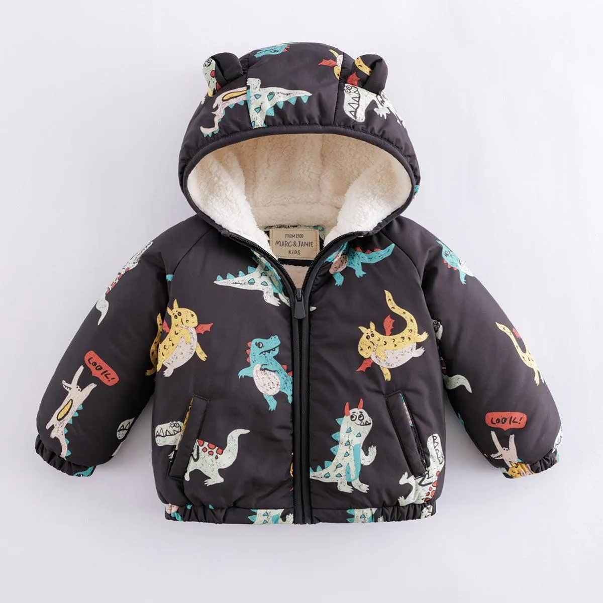 MARC & JANIE Boys Girls Printed Fleece-lined Hooded Jacket 221081