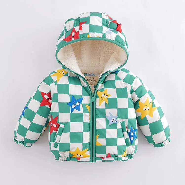 MARC & JANIE Boys Girls Printed Fleece-lined Hooded Jacket 221081