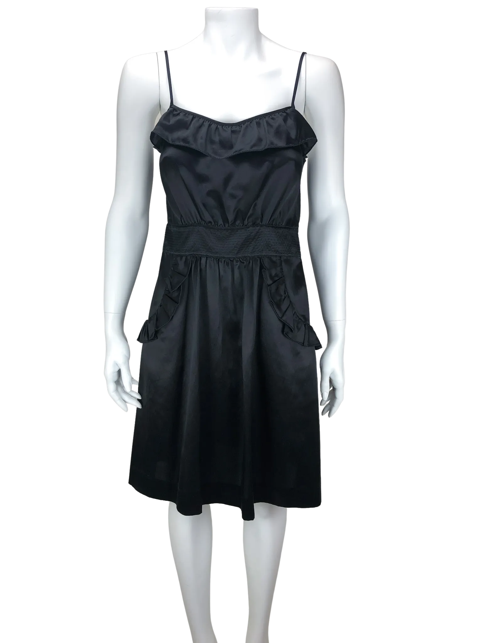 Marc by Marc Jacobs, Women's Ruffled Slip Dress, Black, Size 2