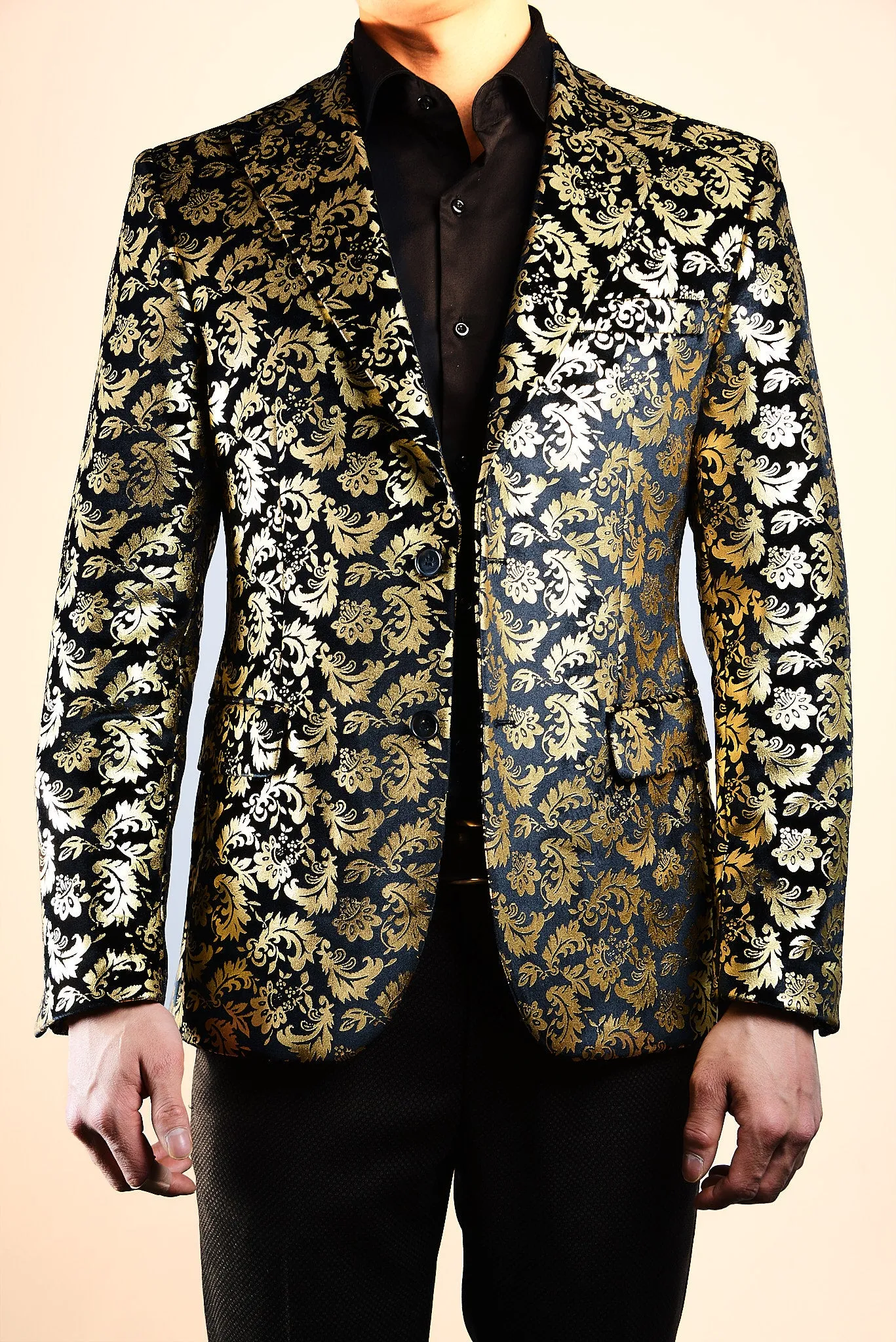 Mayfair Gold Leaf Print Velvet Blazer