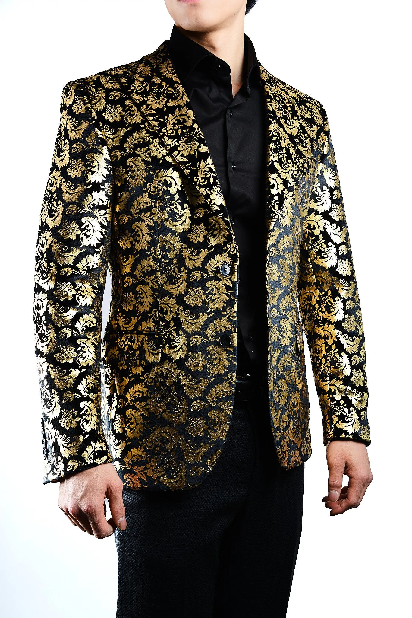 Mayfair Gold Leaf Print Velvet Blazer