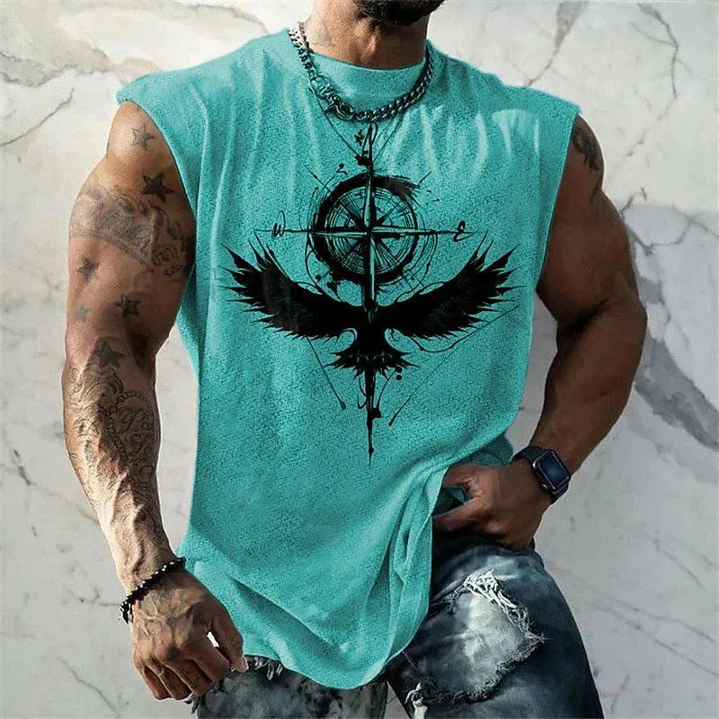 Men's 3D Printed Crew Neck Tank Top 76274222YY