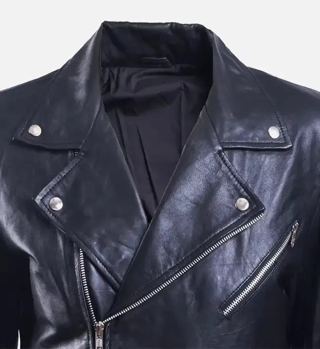 Men's Black Leather Biker Jacket