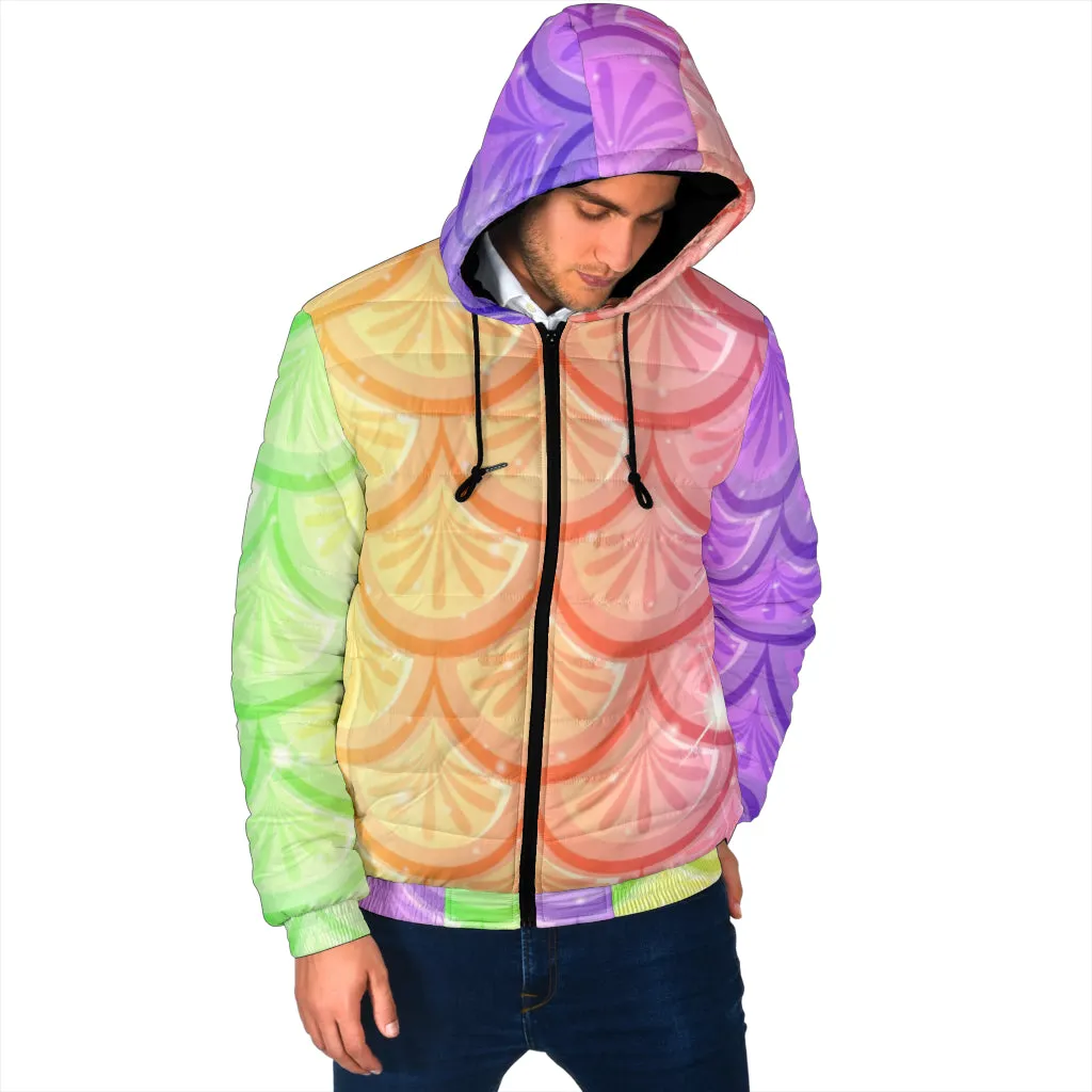 Mermaid Scales Men's Padded Hooded Jacket