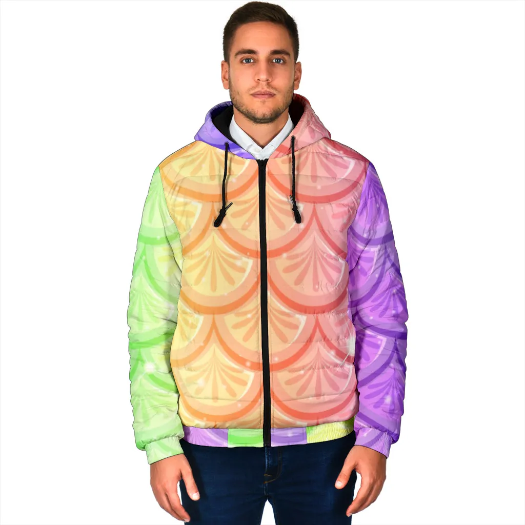 Mermaid Scales Men's Padded Hooded Jacket