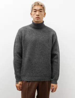 Milled French Merino Rib Turtleneck Charcoal