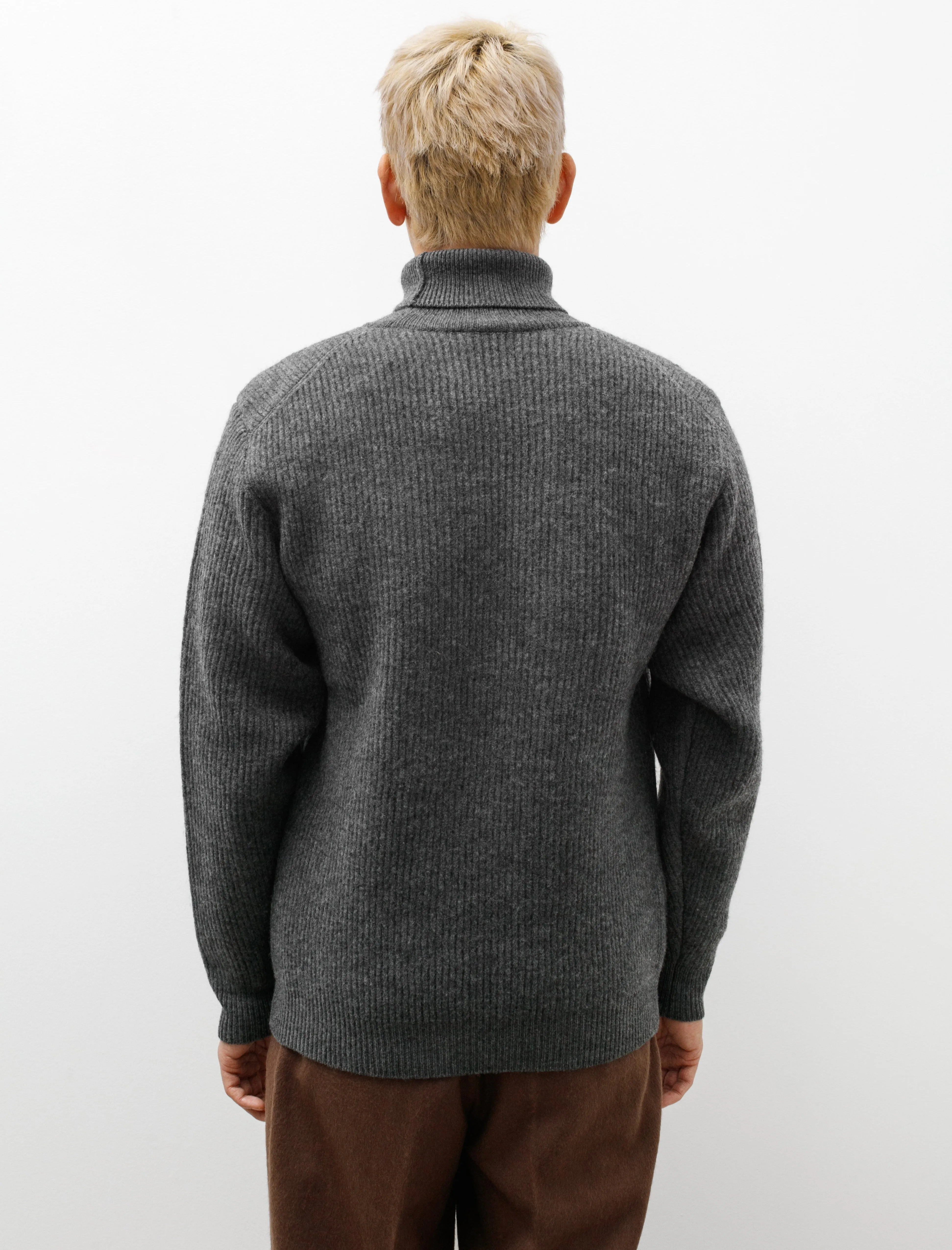 Milled French Merino Rib Turtleneck Charcoal