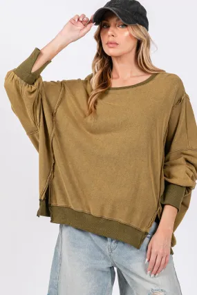 Mineral Wash Side Slit Oversized Sweatshirt