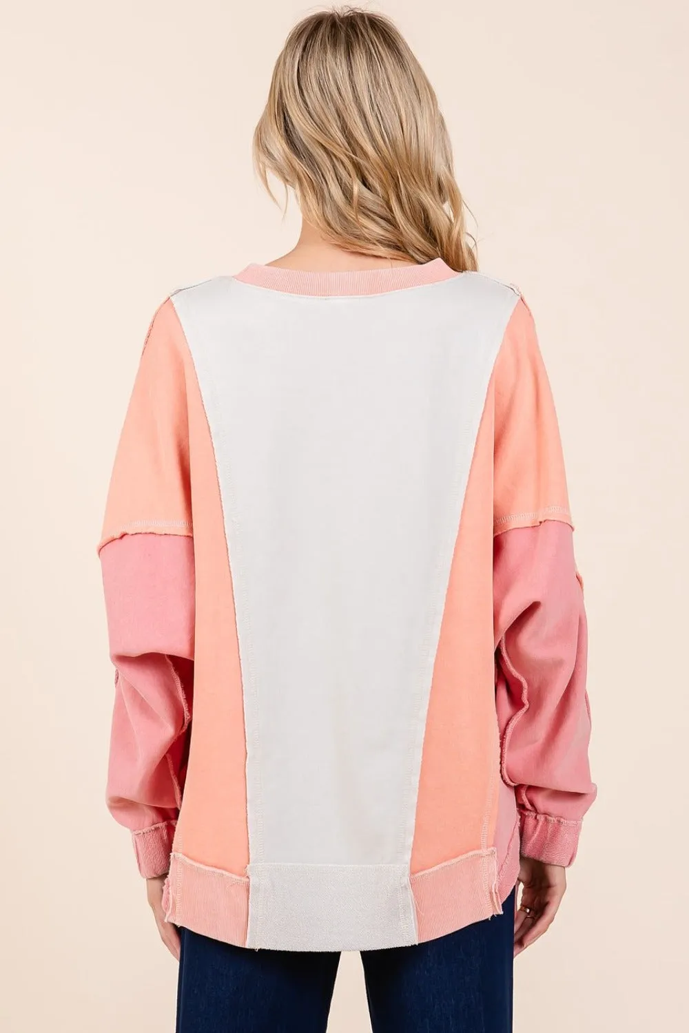 Mittoshop Mineral Wash Color Block Sweatshirt