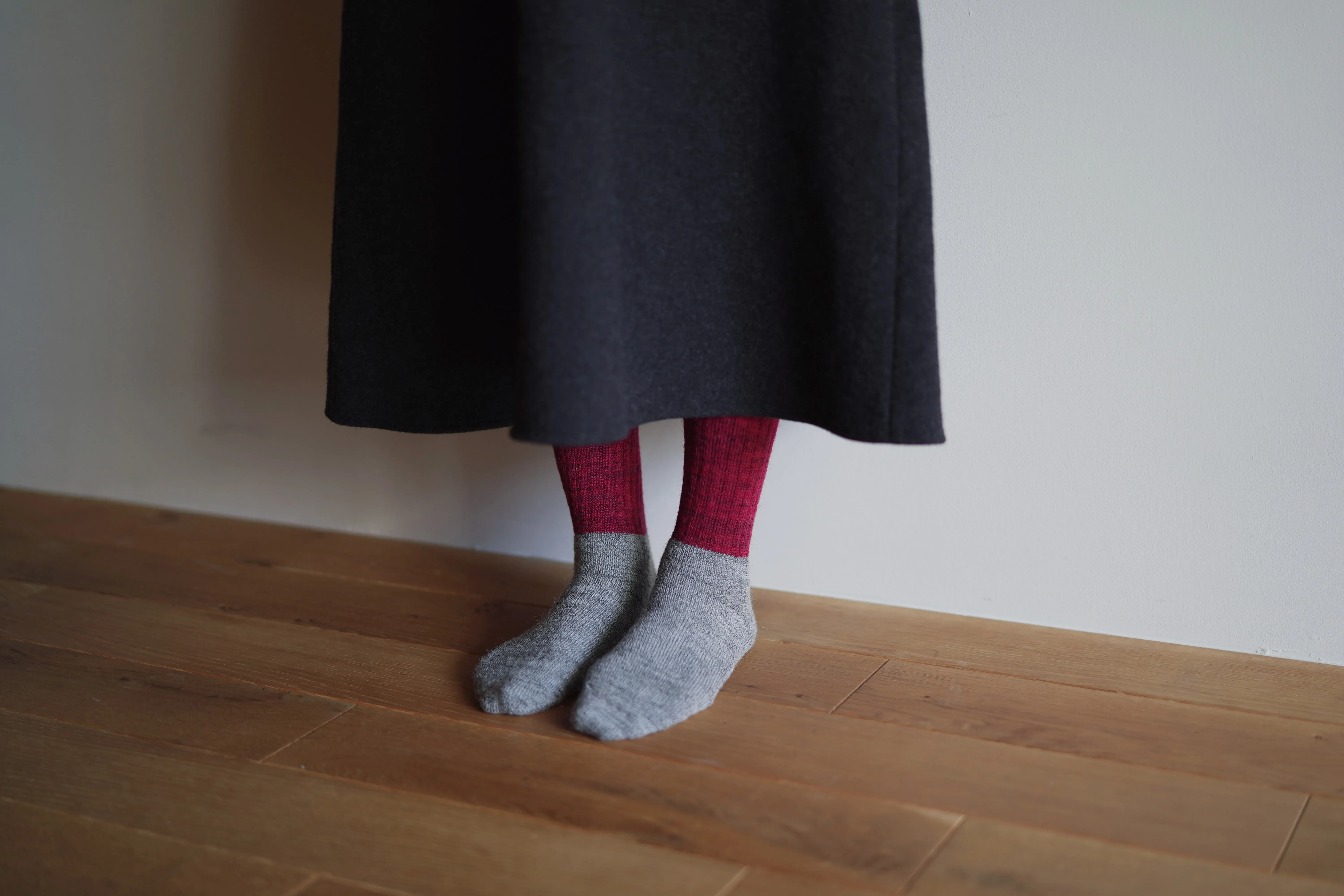 Mohair Wool Pile Socks - Bordeaux