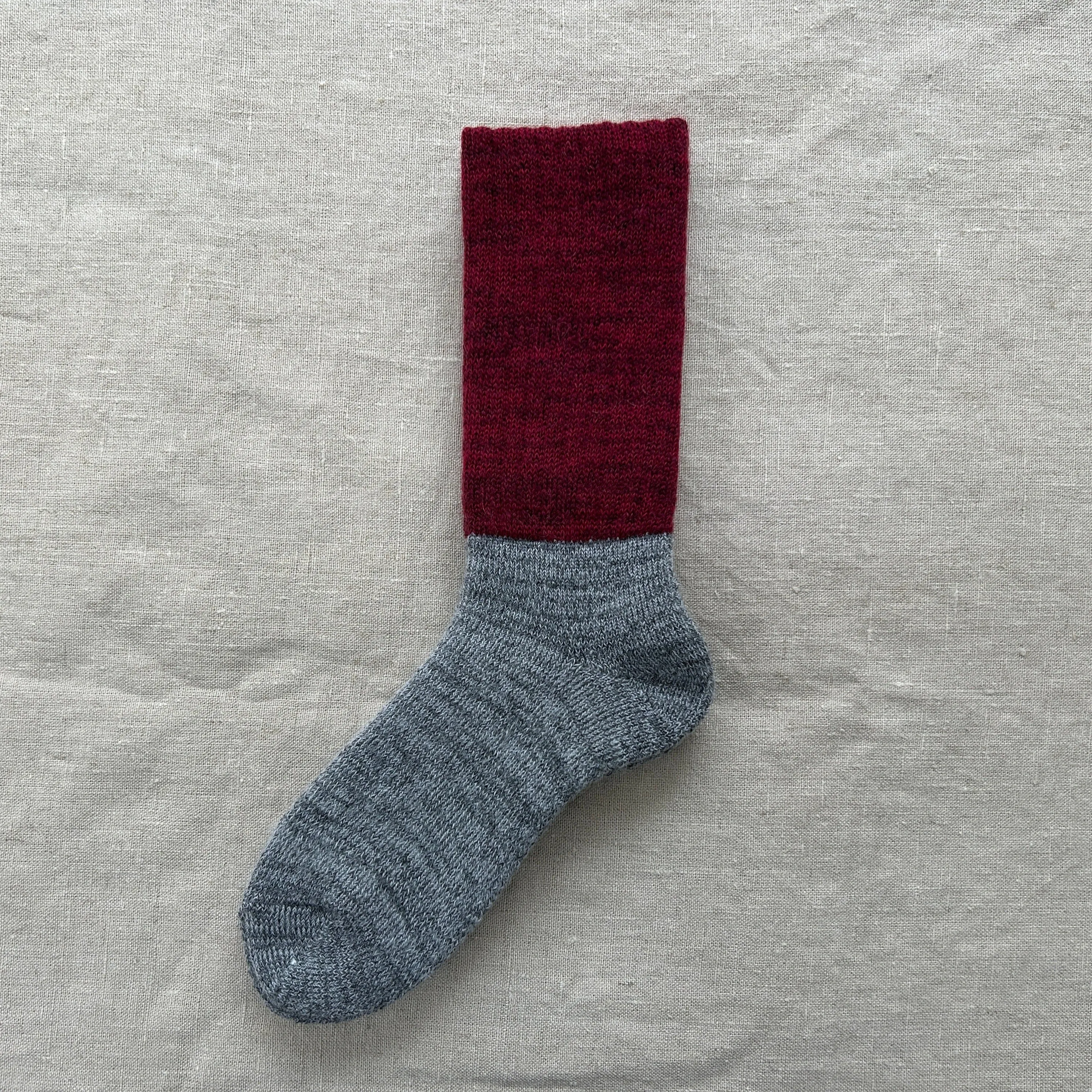 Mohair Wool Pile Socks - Bordeaux