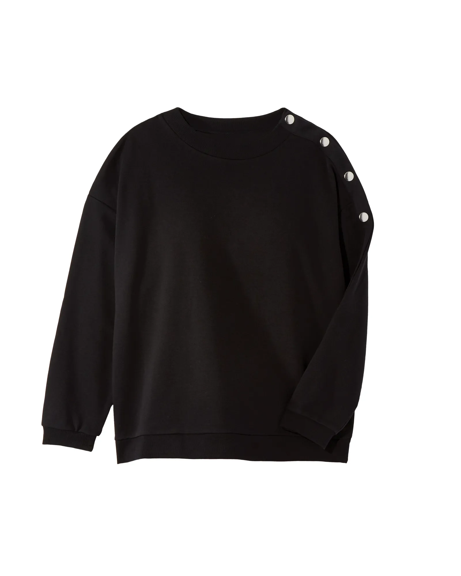 Monica Snap Detail Sweater | Black / Silver