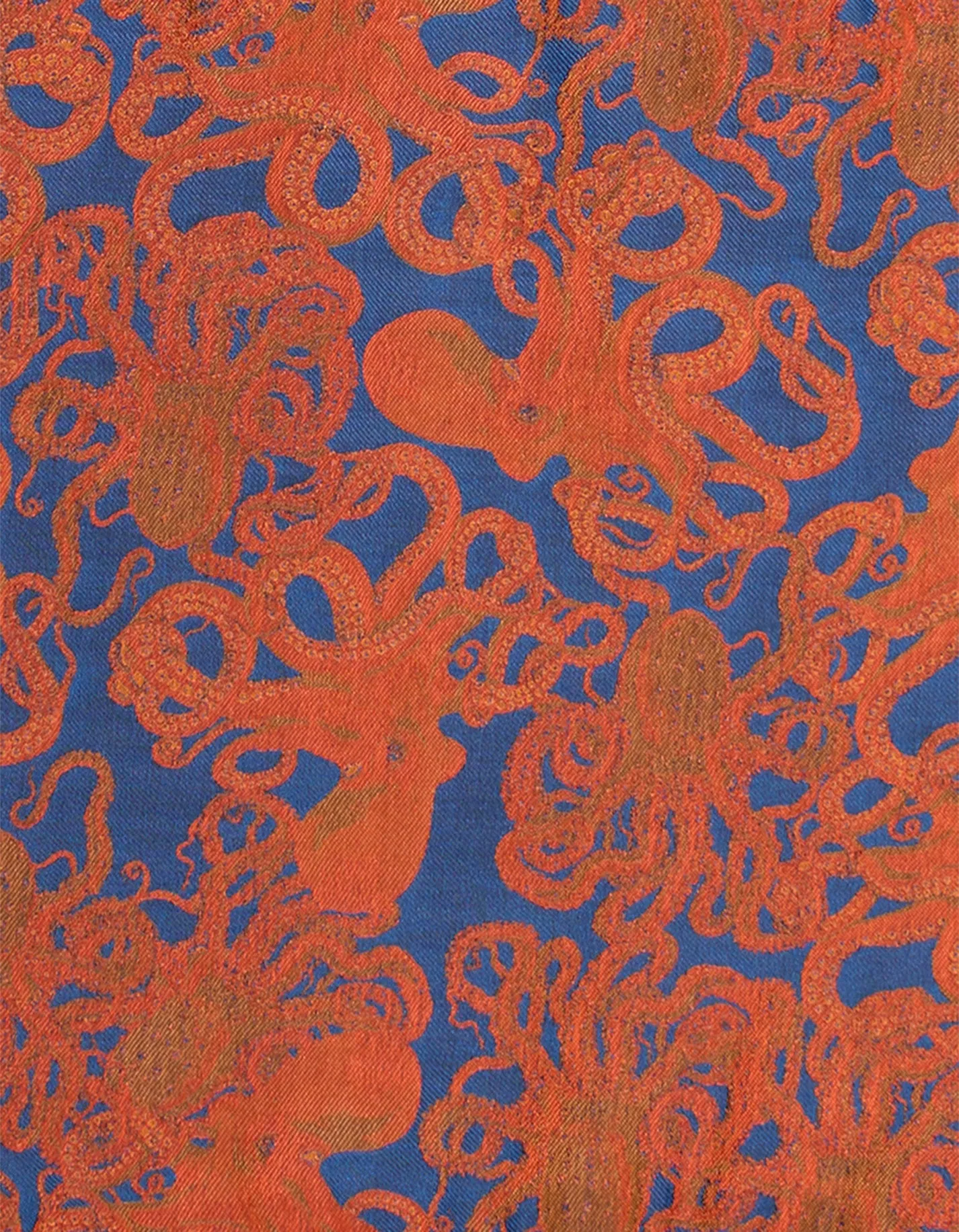 Navy Octopus Silk Pocket Square