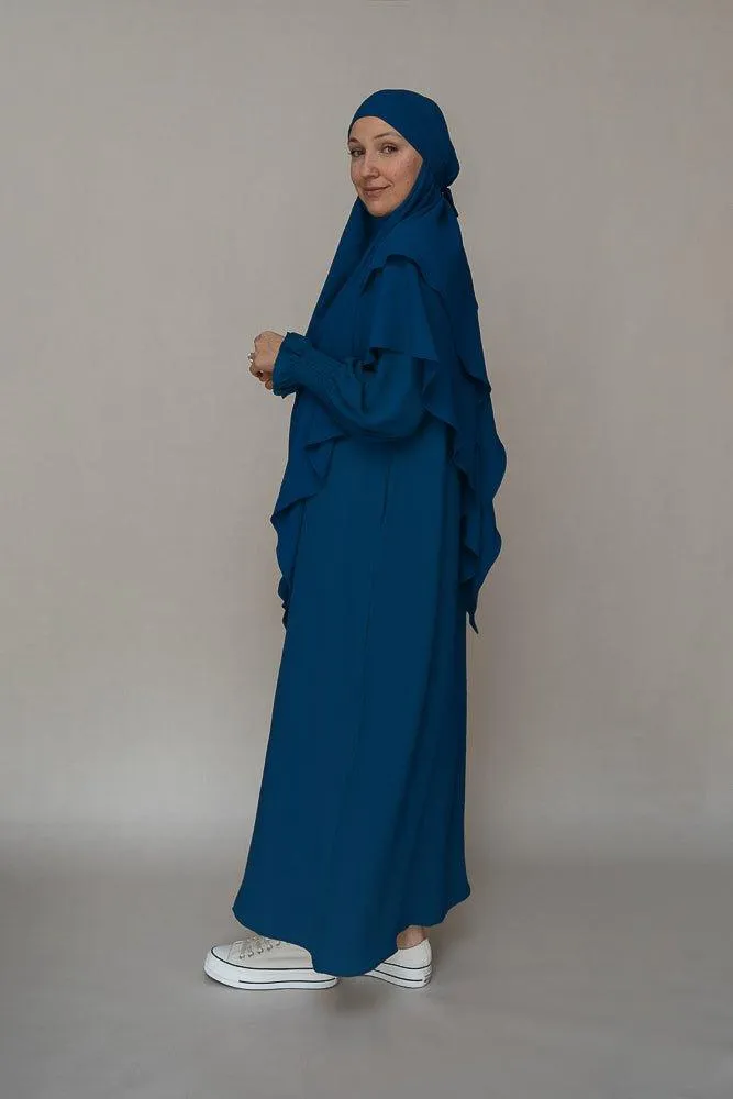 Navy prayer gown umrah abaya dress non-wrinkling