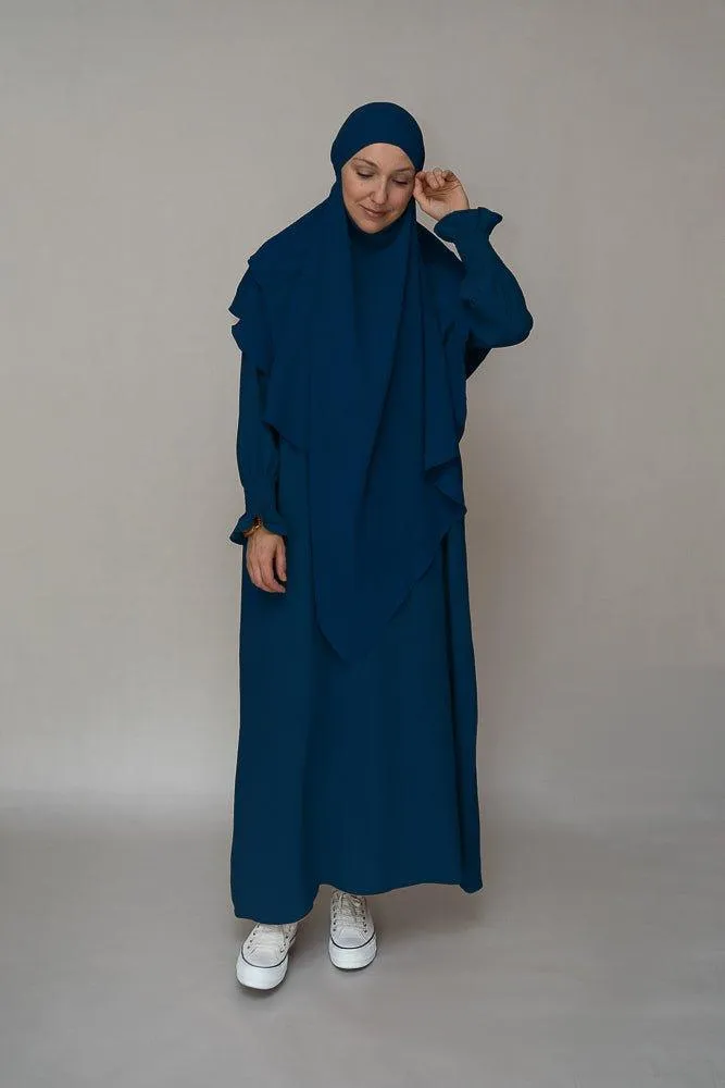 Navy prayer gown umrah abaya dress non-wrinkling