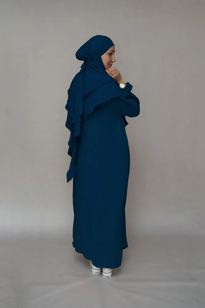 Navy prayer gown umrah abaya dress non-wrinkling