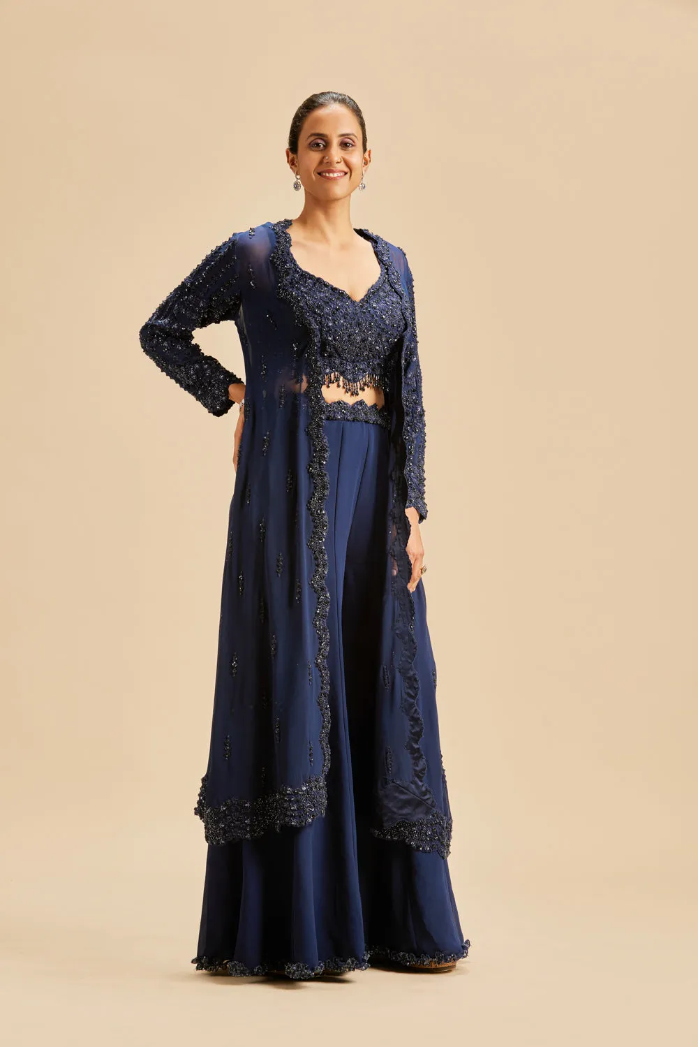 Nevy Blue Sharara With Jacket