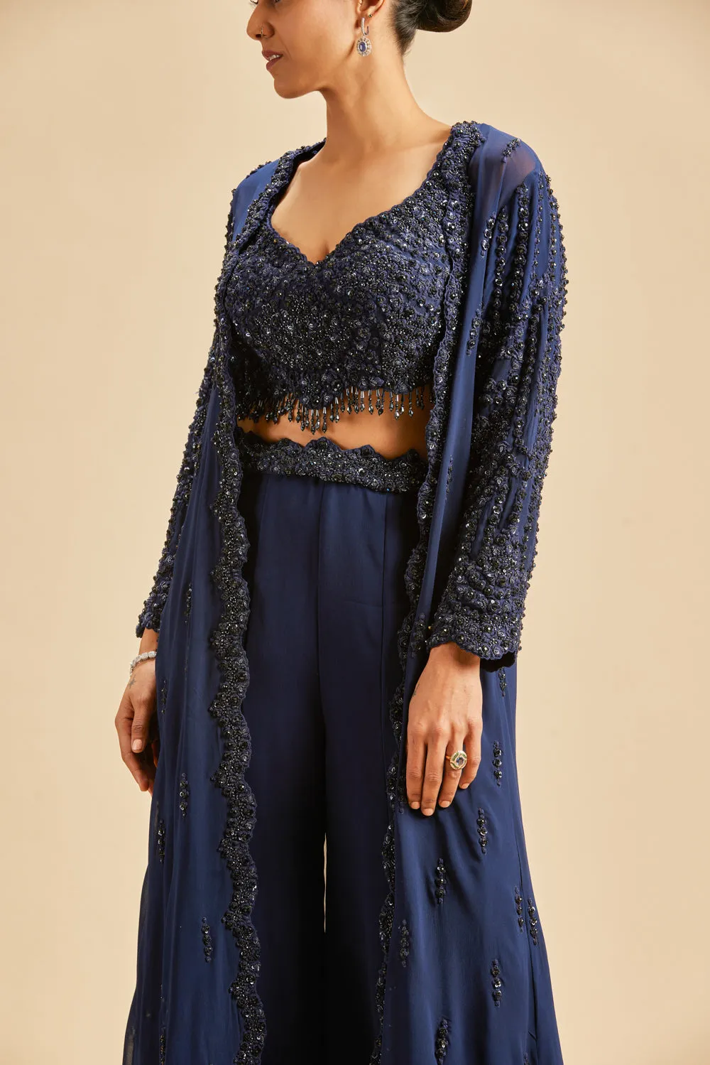 Nevy Blue Sharara With Jacket