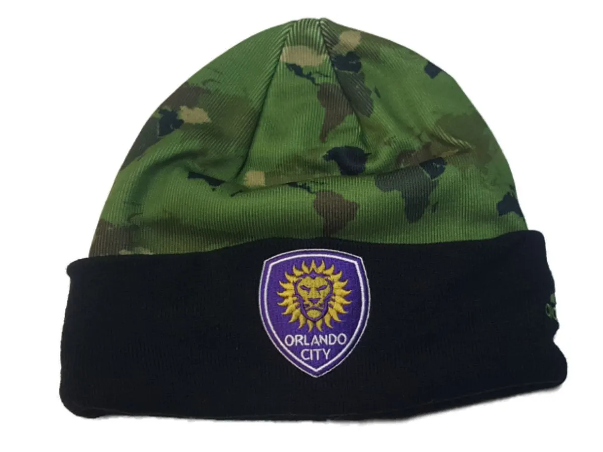 Orlando City SC Adidas Continent Camo Acrylic Knit Cuffed Skull Beanie Hat Cap