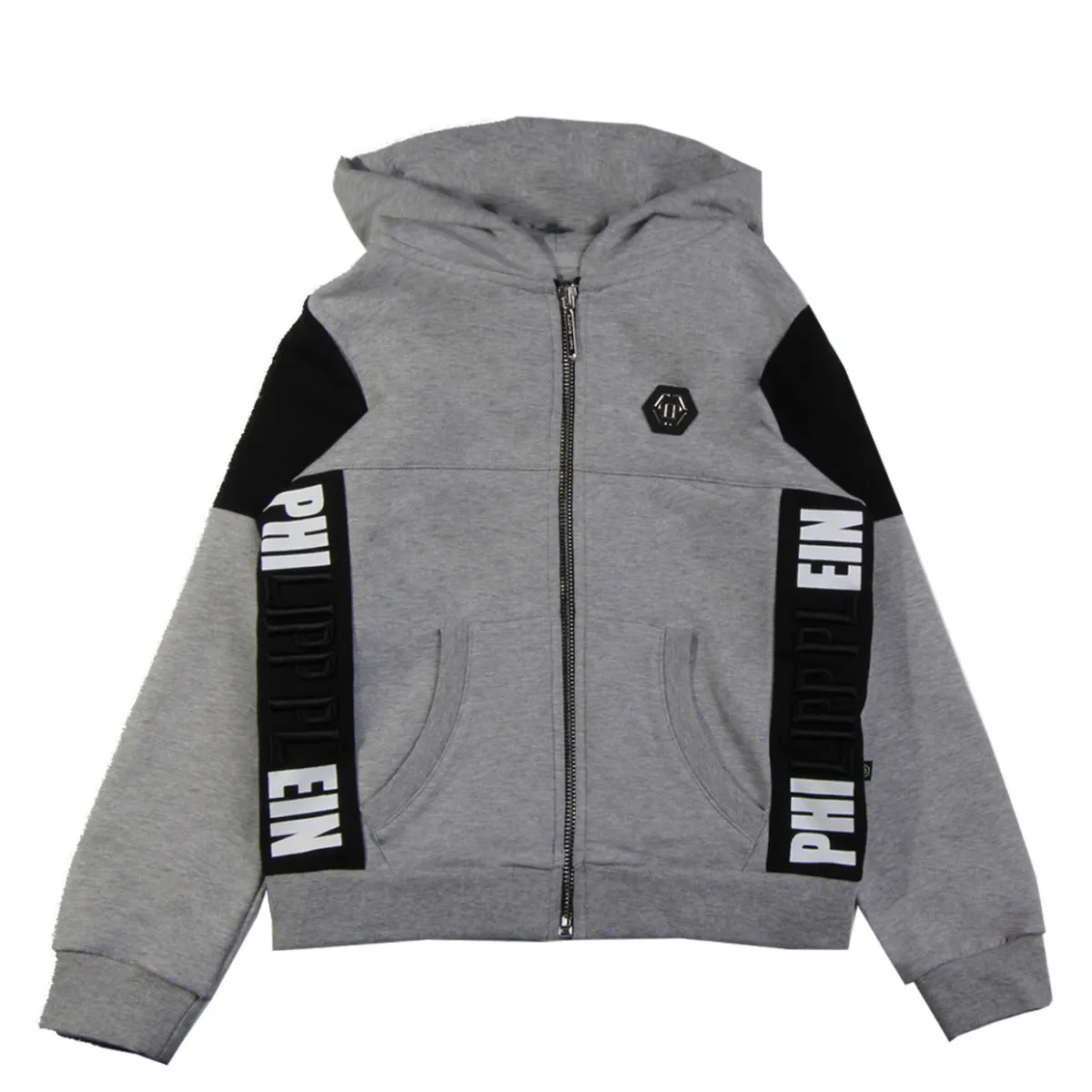 Philipp Plein Junior Grey Embossed Logo Sweat Jacket