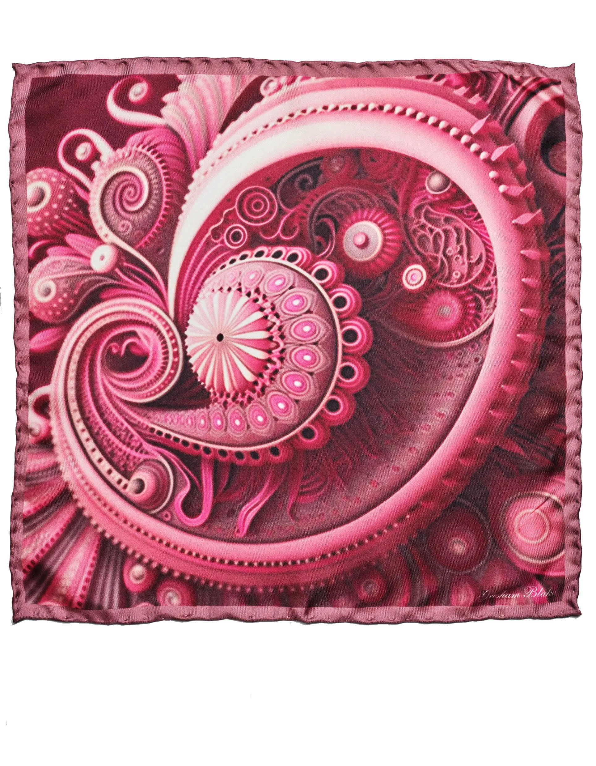 Pink Modern Paisley Silk Pocket Square