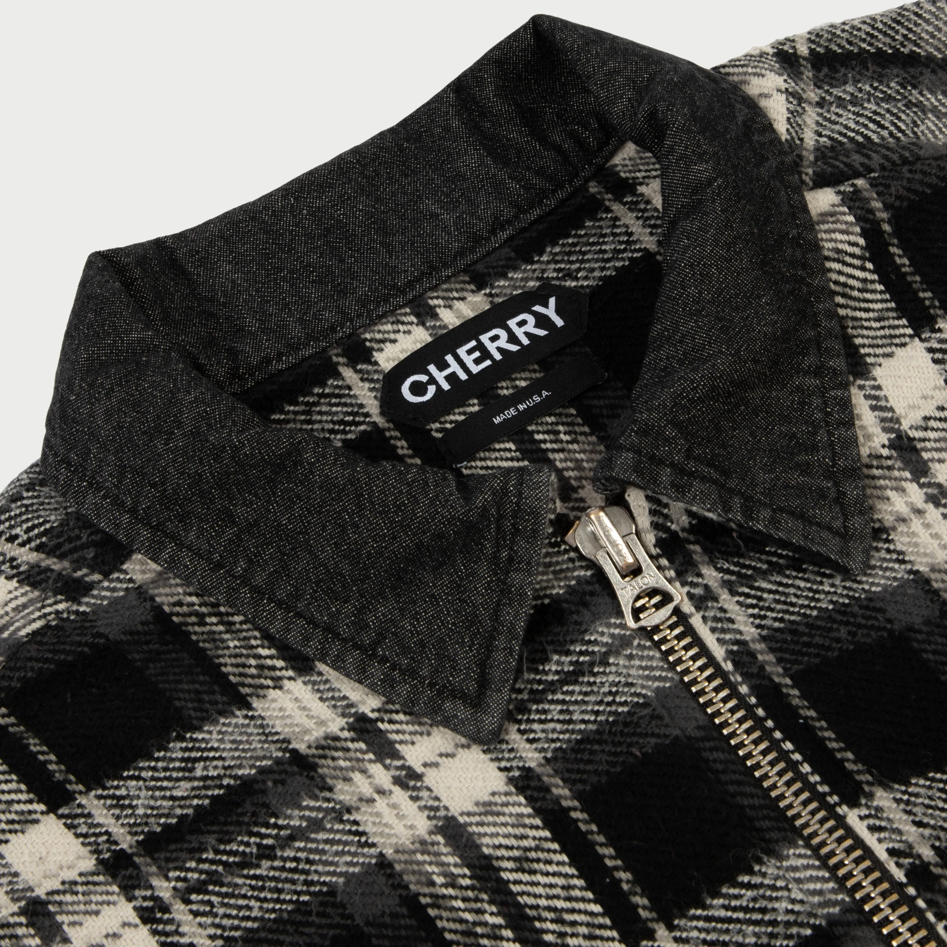 Plaid Zip Shirt Jacket (Black)