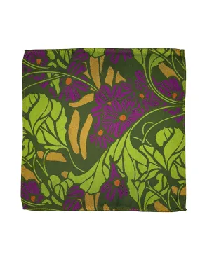 Purple & Green Garden Silk Pocket Square