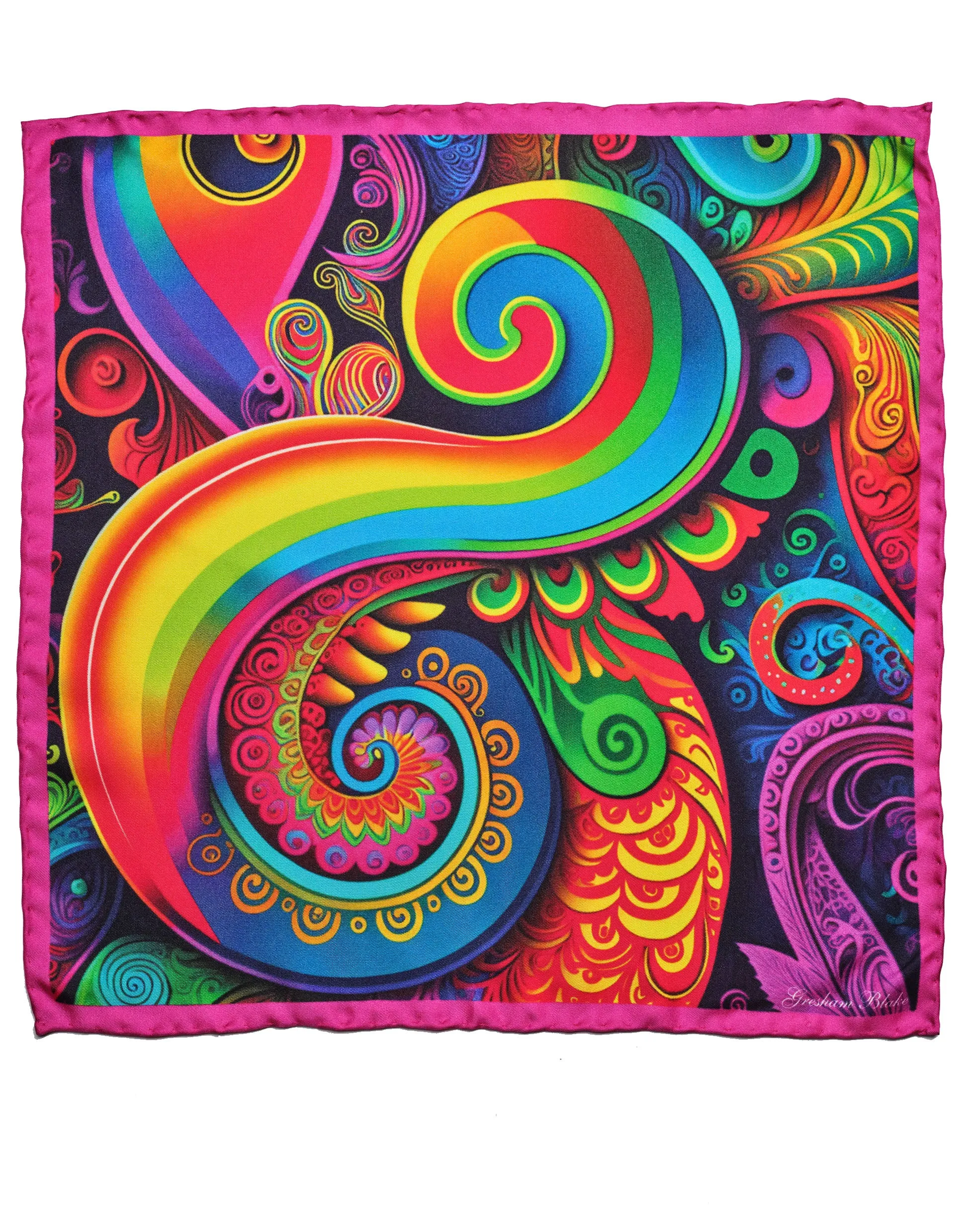 Rainbow Modern Paisley Silk Pocket Square